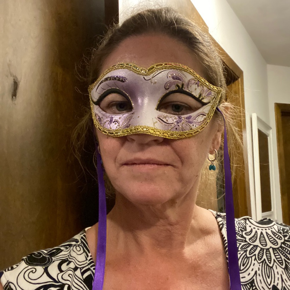Gorgeous purple glitter mask for masquerade or mardi gras. Hand Painted / Italy